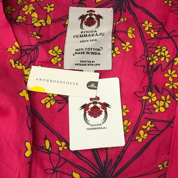 Roopa Pemmaraju pink flower wrap S NWT - Picture 3 of 6